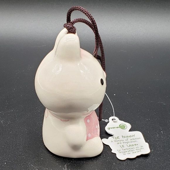 Green Earth Baby Bells Decorative Porcelain White Bunny Hanging Bell Figurine - Picture 9 of 14